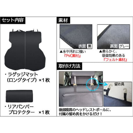 30系 アルファード ・ ヴェルファイア / ロングラゲッジマット /ブラック / 1セット/リアバンパープロテクター付き/互換品