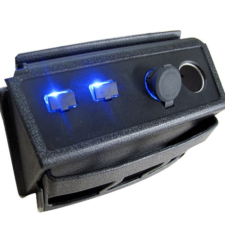 80系 ノア・ヴォクシー/USB・シガーソケット増設キット/シボ加工 ブラック/LEDブルー/小物収納ポケット付/互換品