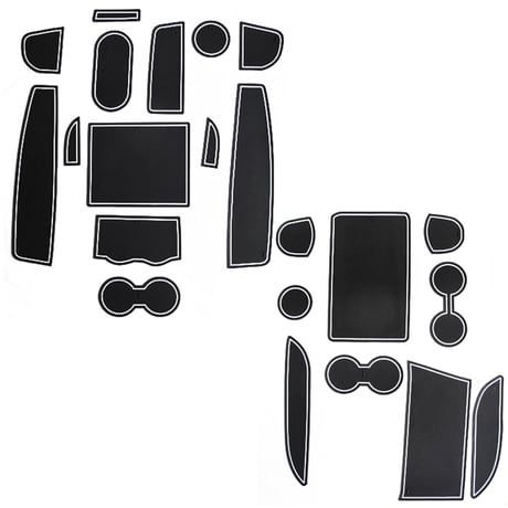 30系 アルファード ・ ヴェルファイア 用 / ラバーマット / ブラックｘ白ライン /  22pcsセット/ 夜光色 /互換品