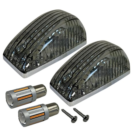 カムロード Y200系 / 12V キャンセラー内蔵LED球付き サイドマーカー 2個 / スモーククレンズ / S25 シングル球 オレンジ 180度 / 互換品
