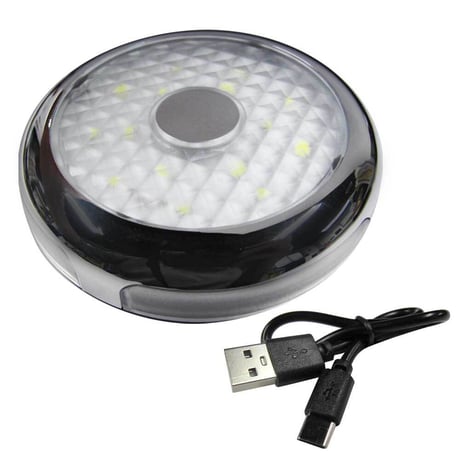 汎用 丸型 LEDルームランプ / USB充電式 / SMD 15連 /白 ブルー /マグネット取付け/ 増設ルームランプ/互換品