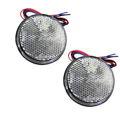 12V車用 / 汎用 LEDリフレクター / 丸型 / 白レンズ 白LED / 2個セット / スモール・ブレーキ連動 / 互換品
