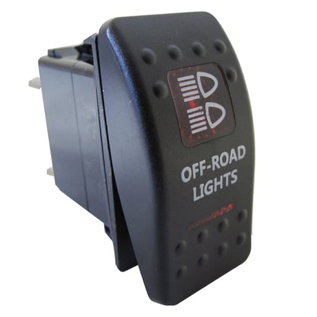 汎用 LEDロッカースイッチ / 5.オフロードライト(レッド)  / 5ピン / パイロットランプ付き / 互換品