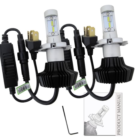 12V 24V/ H4(H/L) / 4000LM/LEDヘッドライト/白/ファンレス/SMD合計16発 /1年保証/互換品