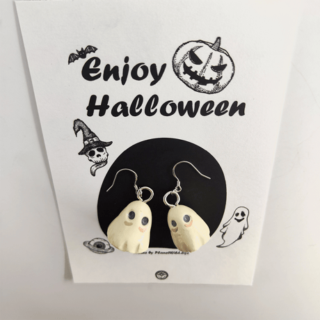 手作り作品★ハロウィンジュエリー★ゴーストイヤリング【期間限定】