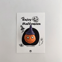手作り作品★ハロウィンジュエリー★パンプキンヘッドブローチ【期間限定】