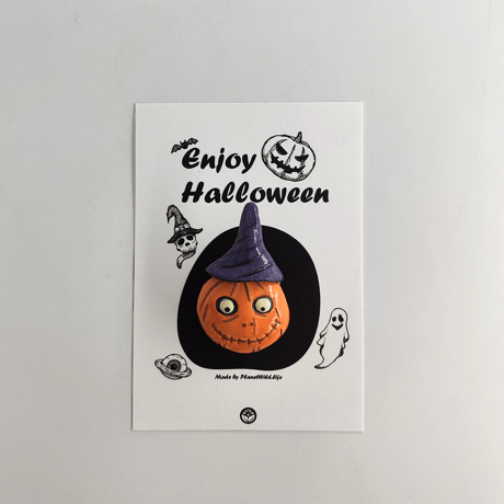 手作り作品★ハロウィンジュエリー★パンプキンヘッドブローチ【期間限定】