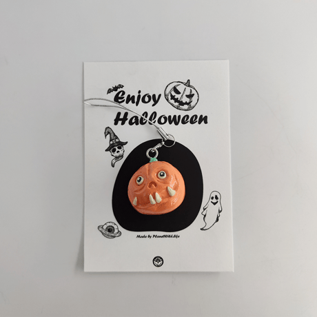 手作り作品★ハロウィンジュエリー★パンプキンヘッドストラップ【期間限定】