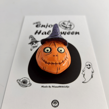 手作り作品★ハロウィンジュエリー★パンプキンヘッドブローチ【期間限定】