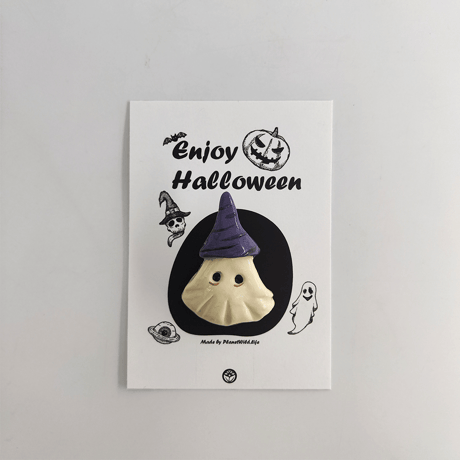 手作り作品★ハロウィンジュエリー★ゴーストブローチ【期間限定】