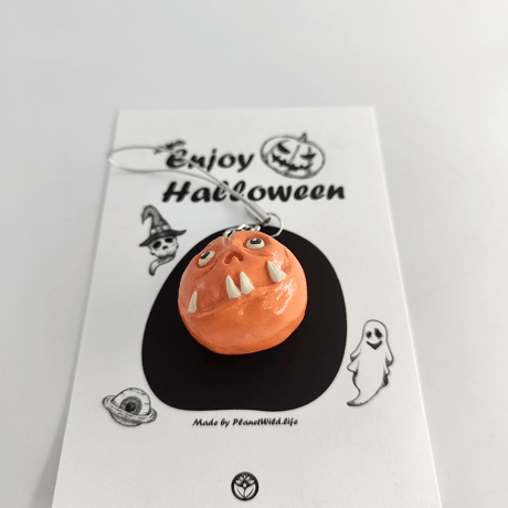 手作り作品★ハロウィンジュエリー★パンプキンヘッドストラップ【期間限定】