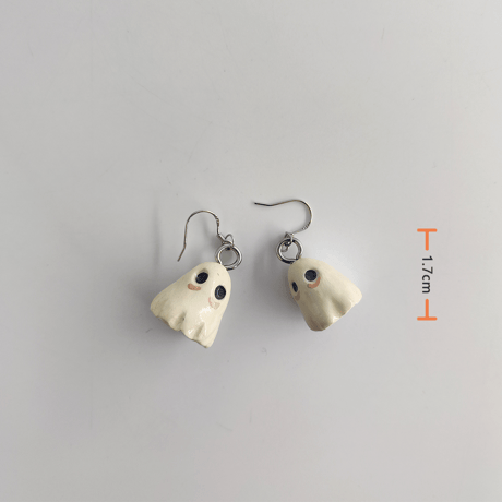 手作り作品★ハロウィンジュエリー★ゴーストイヤリング【期間限定】