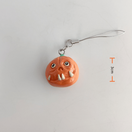 手作り作品★ハロウィンジュエリー★パンプキンヘッドストラップ【期間限定】