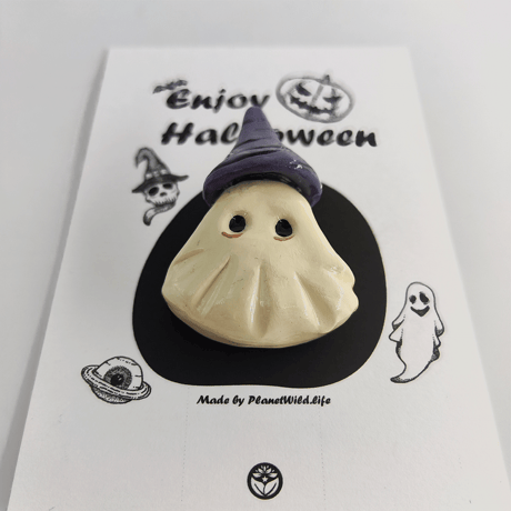 手作り作品★ハロウィンジュエリー★ゴーストブローチ【期間限定】
