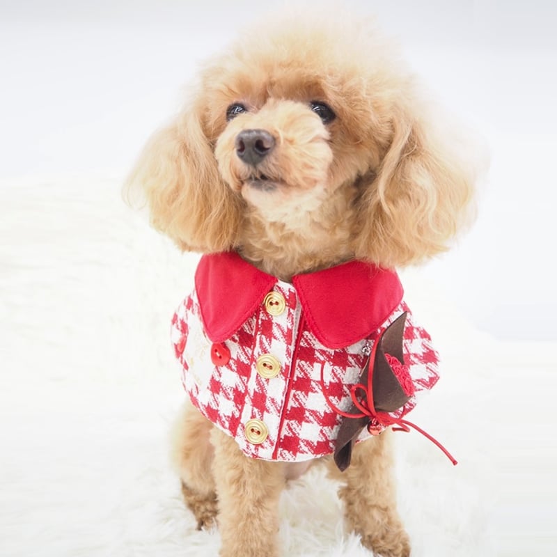 千鳥格子柄ポンチョ 犬 猫 | LEAandRIO