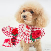 千鳥格子柄ポンチョ 犬 猫