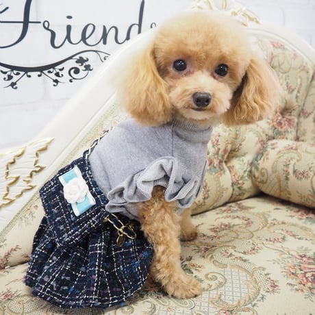 ポシェット付きツイードワンピース 犬 猫