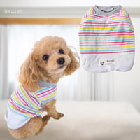 マルチボーダー柄のトップス 犬 猫