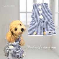 ストライプ柄ワンピース 犬 猫