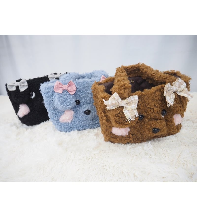 手編みハンドメイド♡モチーフ編み　プードル2匹トートバッグ　ショルダーバック♪ プードルモチーフトートバッグ | LEAandRIO