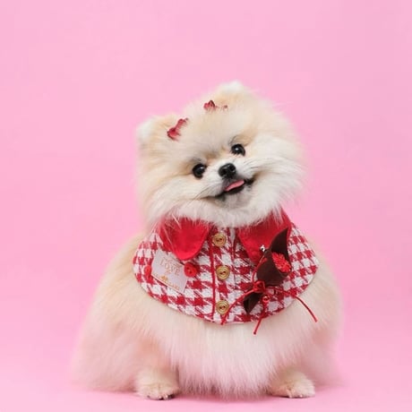 千鳥格子柄ポンチョ 犬 猫