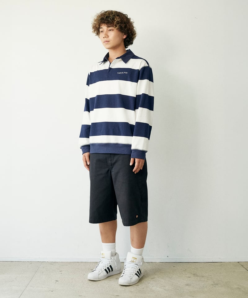 King's Tile Draw Rugby Shirt/NAVY | MAYJUNC/ メイ