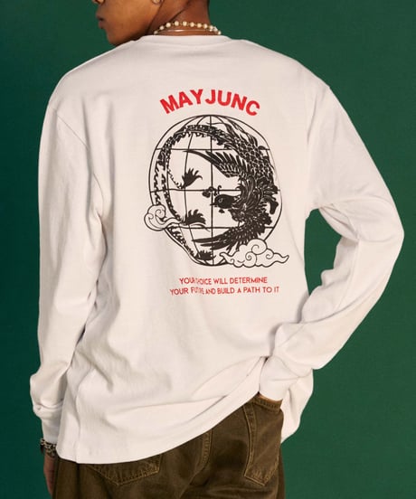 MAYJUNC graphics LS Tee /WHITE