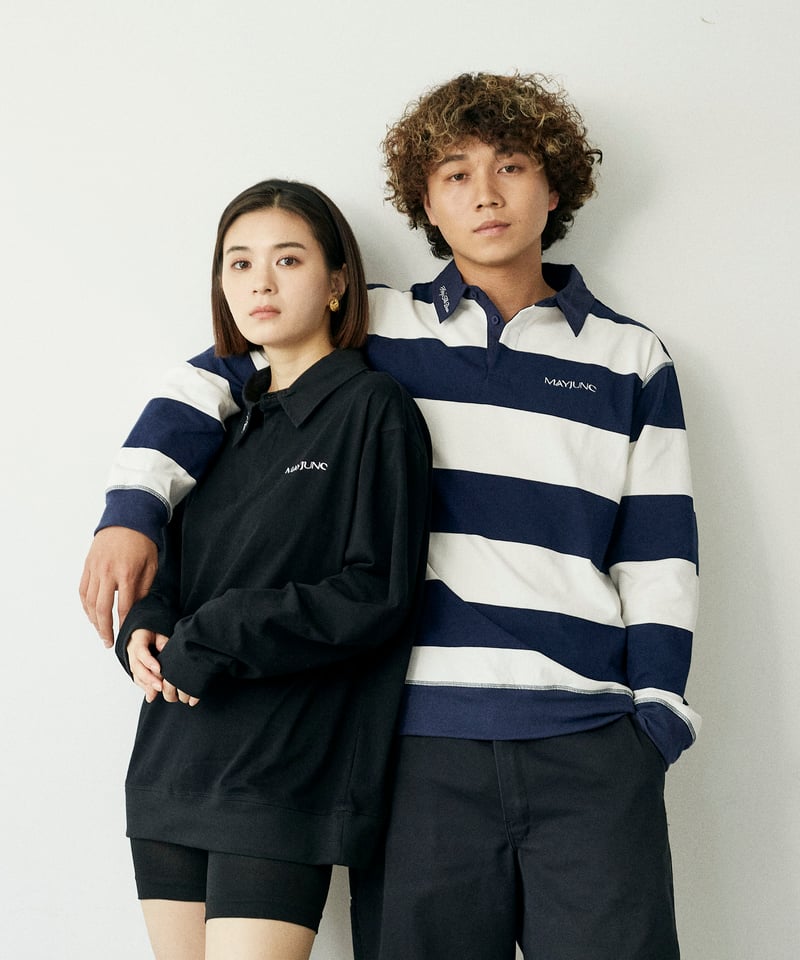 King's Tile Draw Rugby Shirt/NAVY | MAYJUNC/ メイ