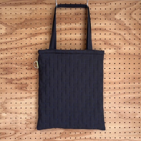 quilting tote bag   [Color:black×blue]