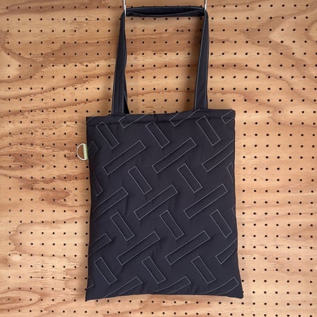 quilting tote bag   [Color:black×Light blue]