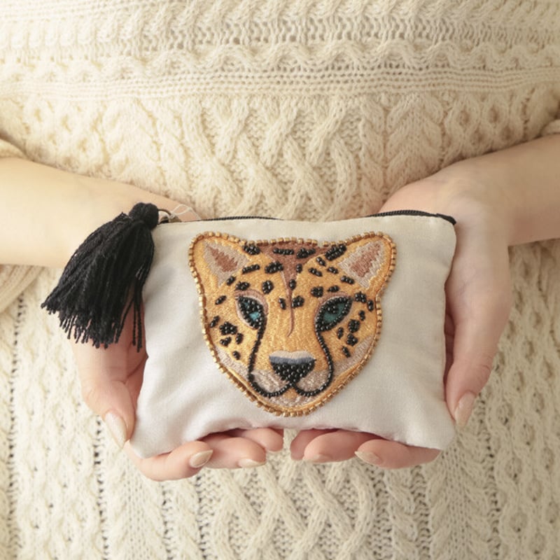 レオパードフェイス刺繍ポーチ | pretty things & gifts