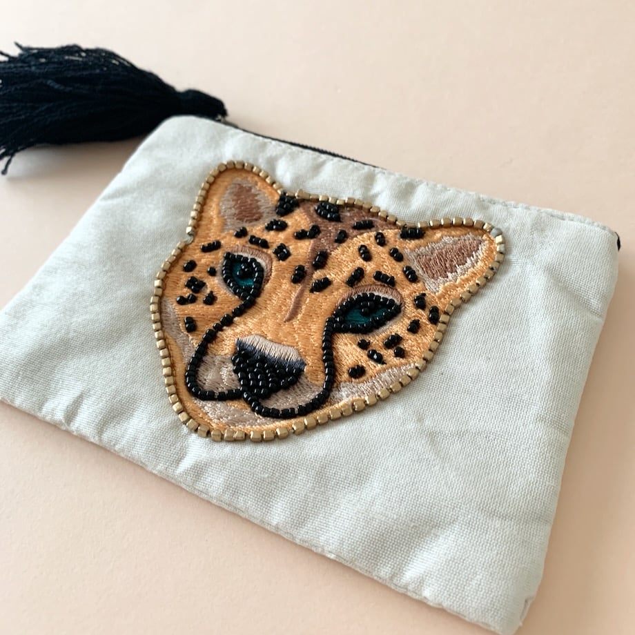 レオパードフェイス刺繍ポーチ | pretty things & gifts