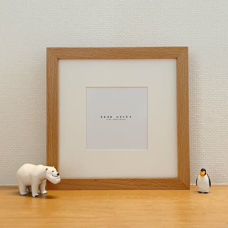 『 誠 』無垢ビーチ(ブナ)材のスクエア（正方形）フォトフレーム　一つ窓マットボード　自然オイル仕上げ