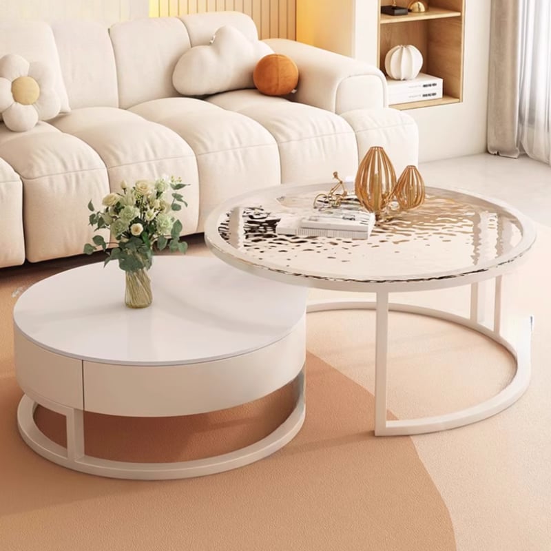 ミニマリスト ガラスホワイトコーヒーテーブルセット -C-381 | glassi