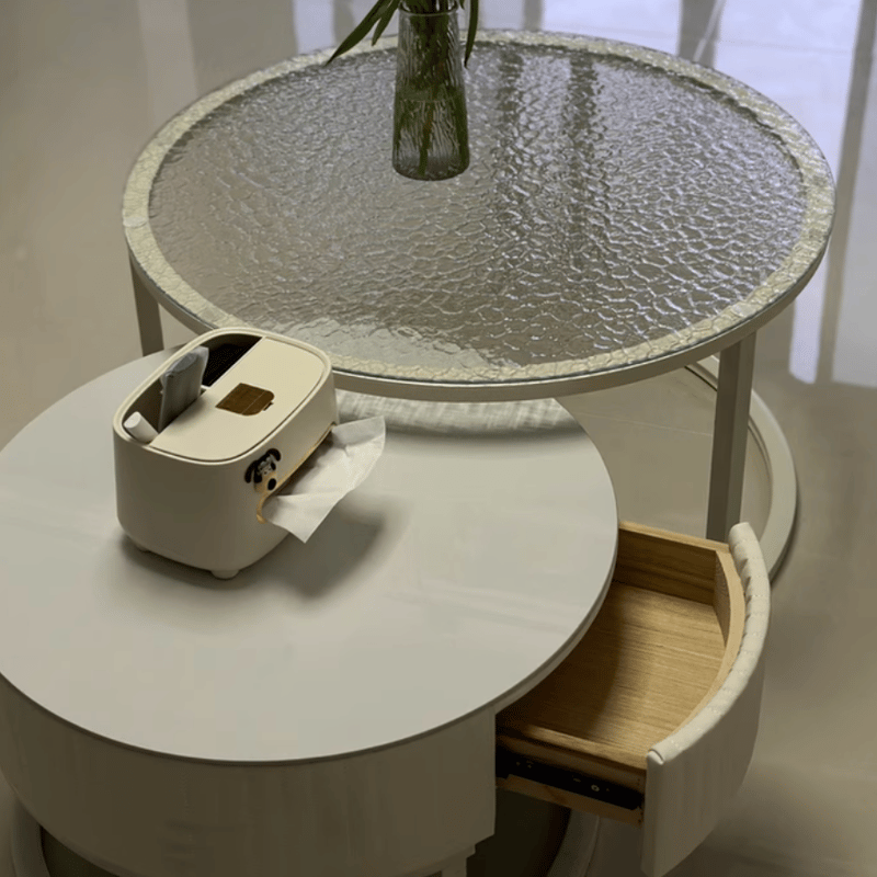 ミニマリスト ガラスホワイトコーヒーテーブルセット -C-381 | glassi
