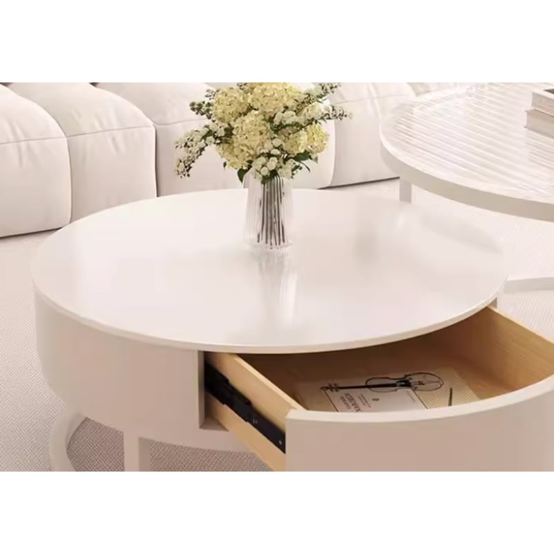 ミニマリスト ガラスホワイトコーヒーテーブルセット -C-381 | glassi