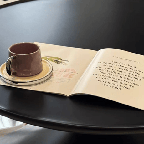 フレンチスタイル　ブラック円盤コーヒーテーブル　-C-364