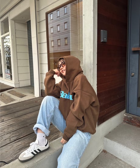 balloon logo foaming hoodie
