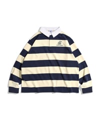 balloon rugger shirt / Navy × Ivory