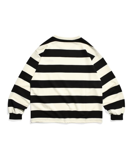 balloon border long tee / Black × Ivory