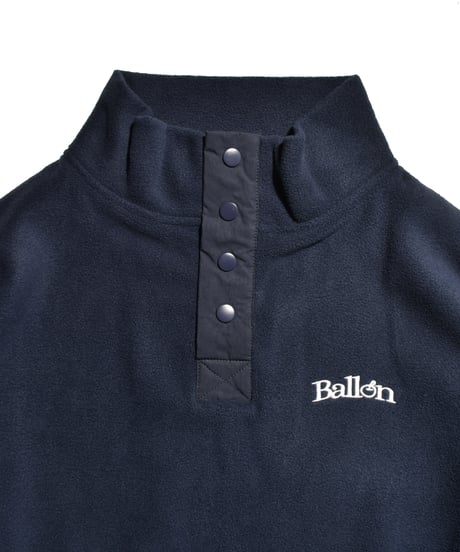 balloon fleece half button pullover / Navy