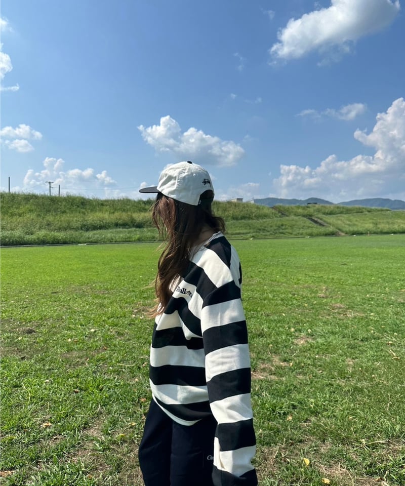 balloon border long tee / Black × Ivory | callm