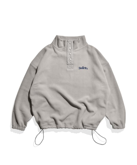 balloon fleece half button pullover / Grey