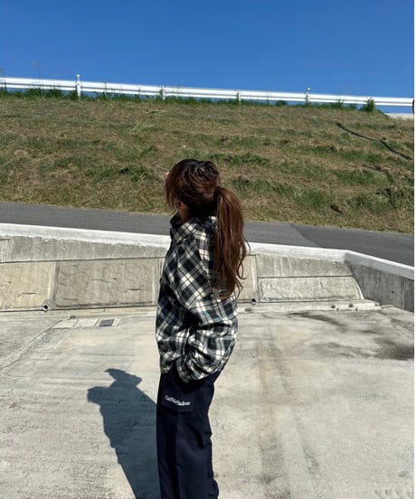 balloon plaid shirt / Green
