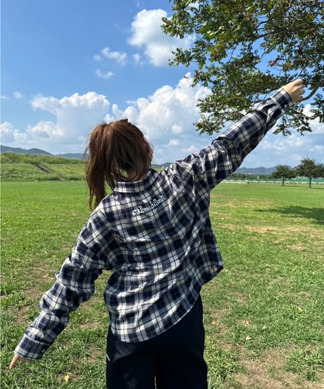 balloon plaid shirt / Navy