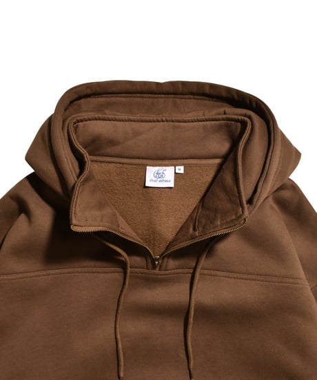 balloon half zip hoodie / Brown