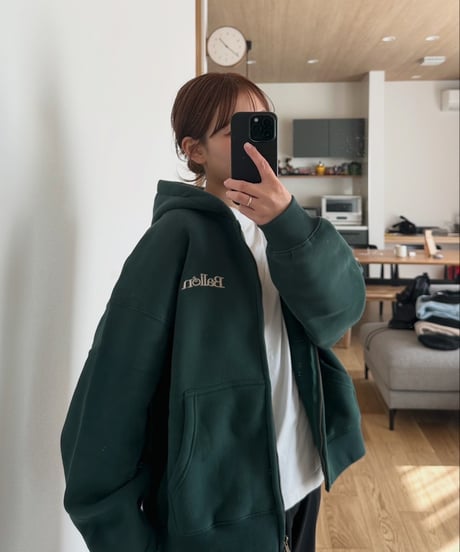 balloon logo box zip hoodie