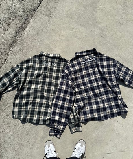 balloon plaid shirt / Green