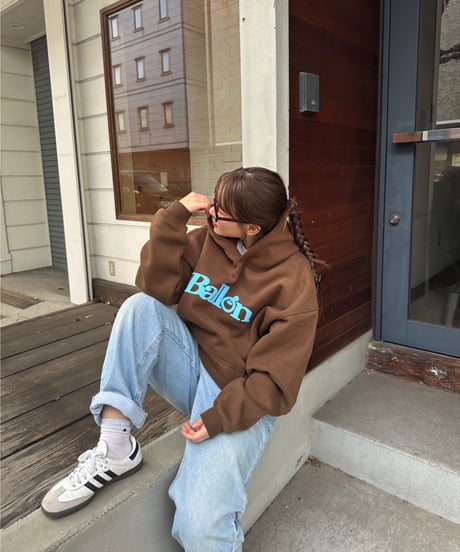 balloon logo foaming hoodie