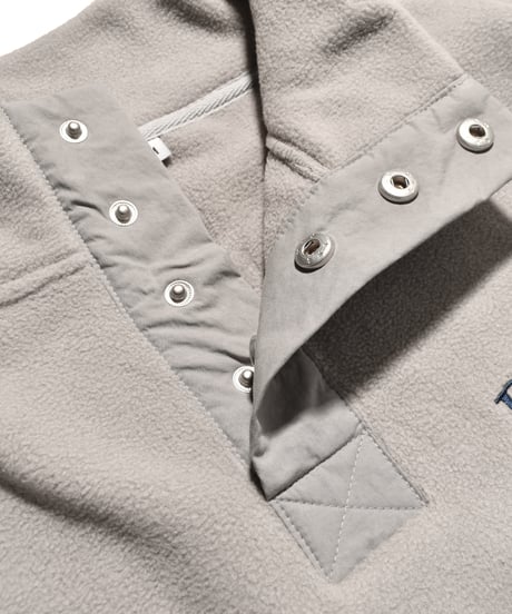 balloon fleece half button pullover / Grey